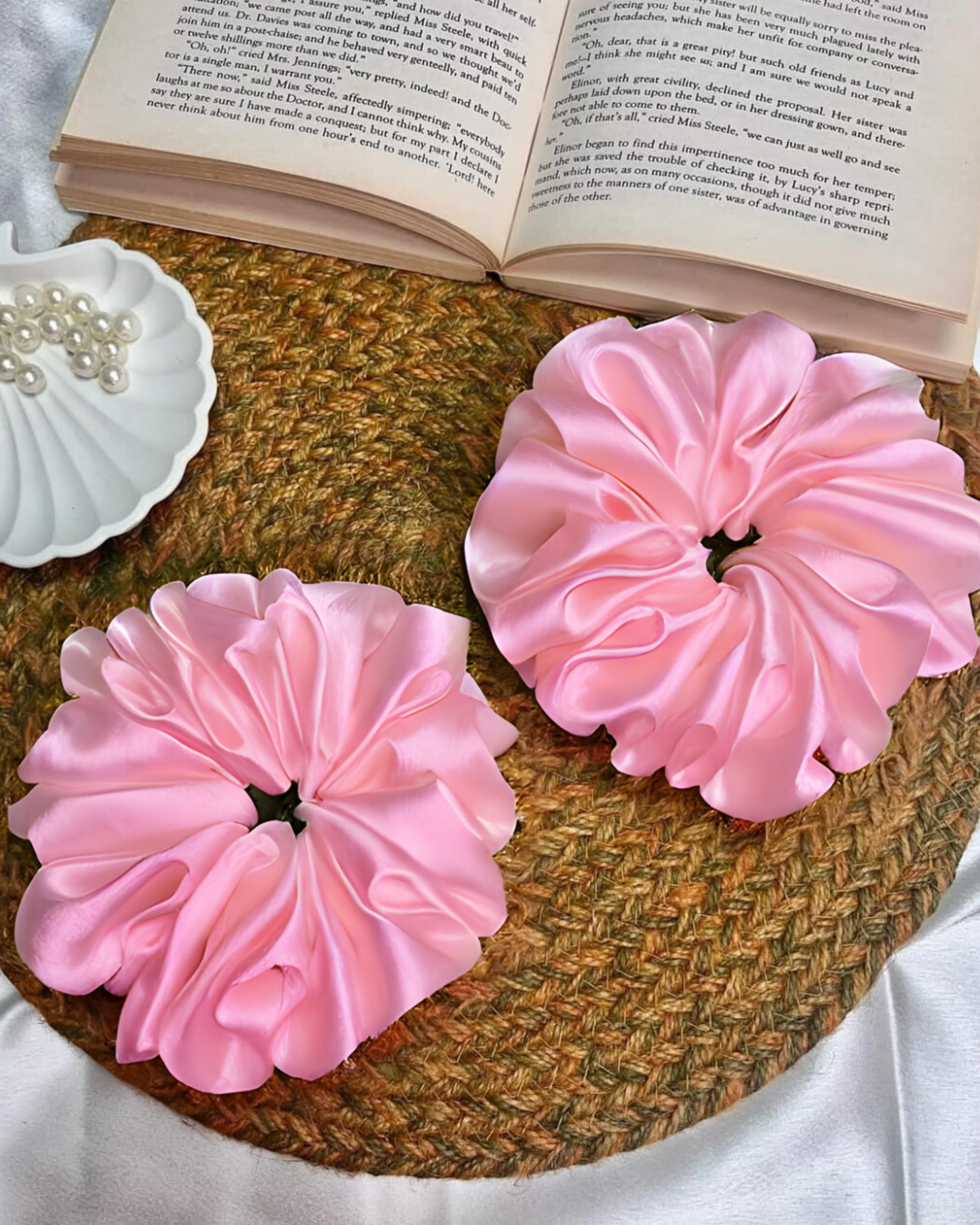 GEMS CROWN 3-Piece XL Satin Hair Scrunchies Set – Soft, Stylish & Gentle on Hair 💖