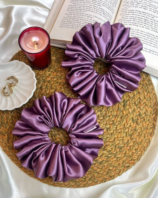 GEMS CROWN 3-Piece XL Satin Hair Scrunchies Set – Soft, Stylish & Gentle on Hair 💖